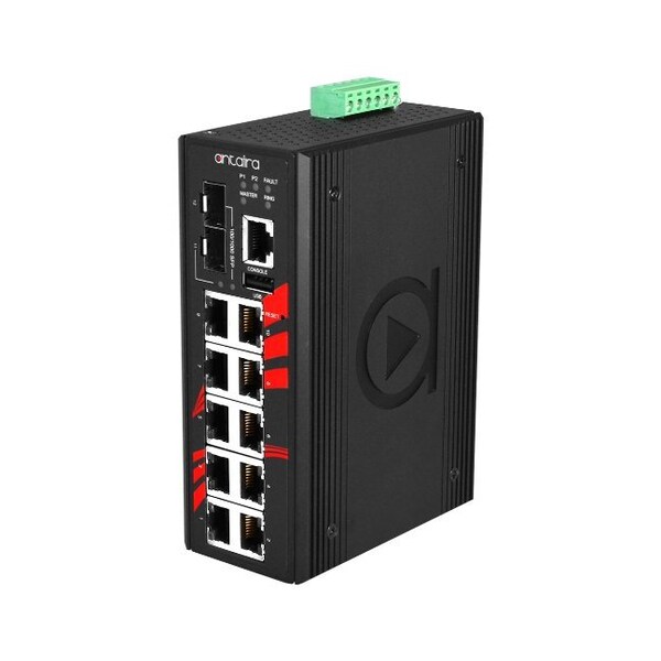 12-Port Industrial Gigabit PoE+ Light Layer 3 Managed Ethernet Switch